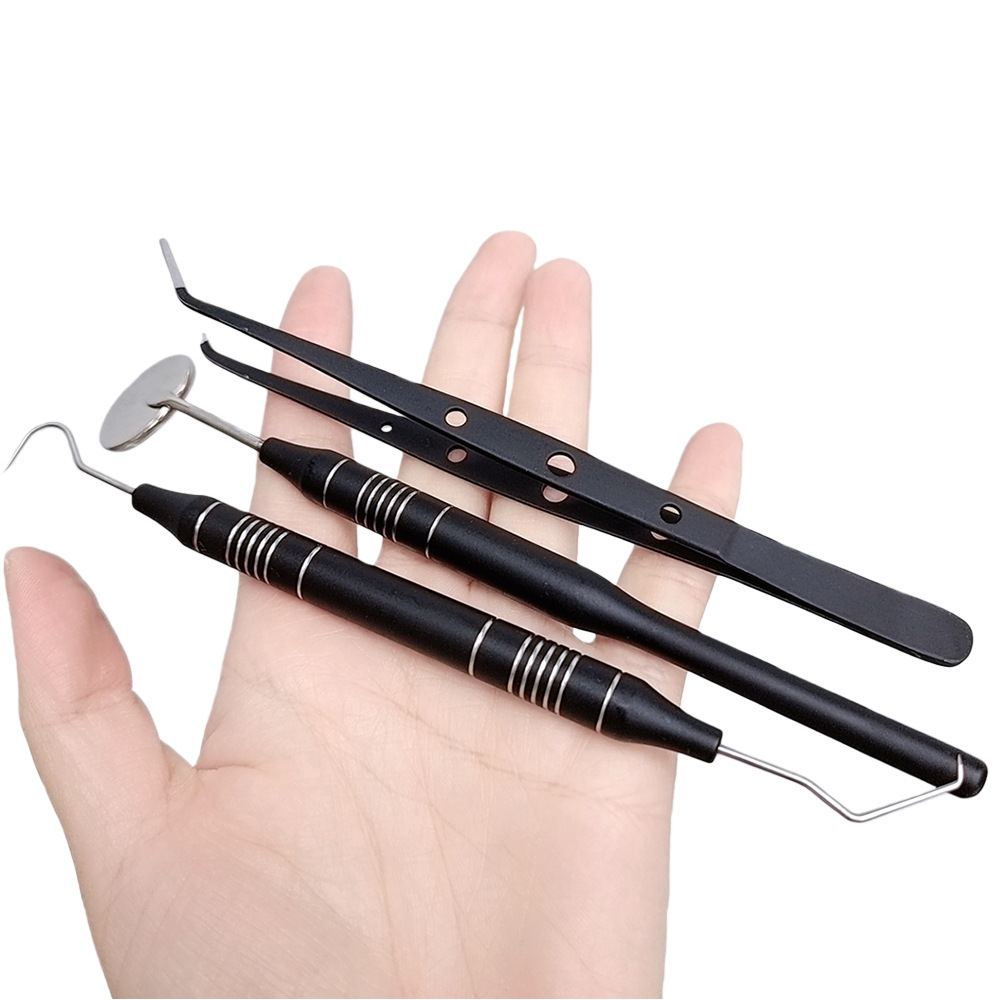 Dental Mirror Probe - Kit dentaire noir et or 3