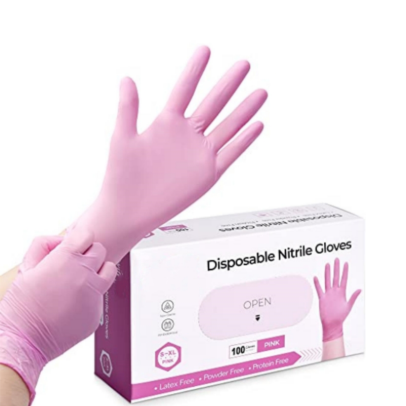 Disposable Gloves Nitrile - Gants jetables en nitrile rose pour