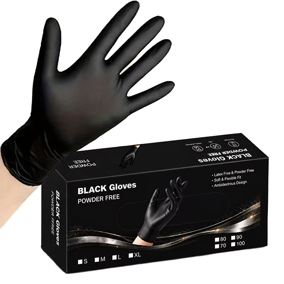 Disposable Gloves Nitrile - 100 pièces/boîte, gants en nitrile noirs,