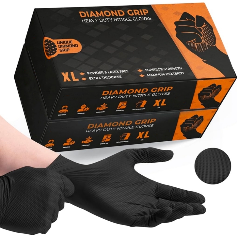 Disposable Gloves Nitrile - Gants jetables noirs en Nitrile robuste,