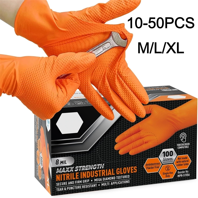 Disposable Gloves Nitrile - Gants en Nitrile Orange robustes jetables