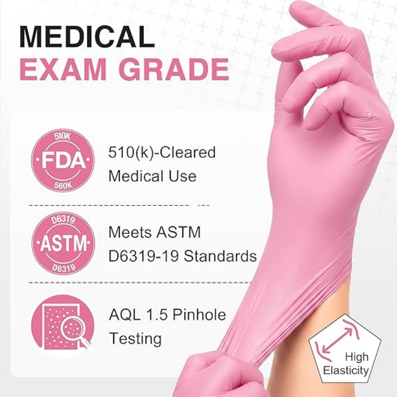 Gants jetables en nitrile rose - Disposable Gloves Nitrile avis et prix