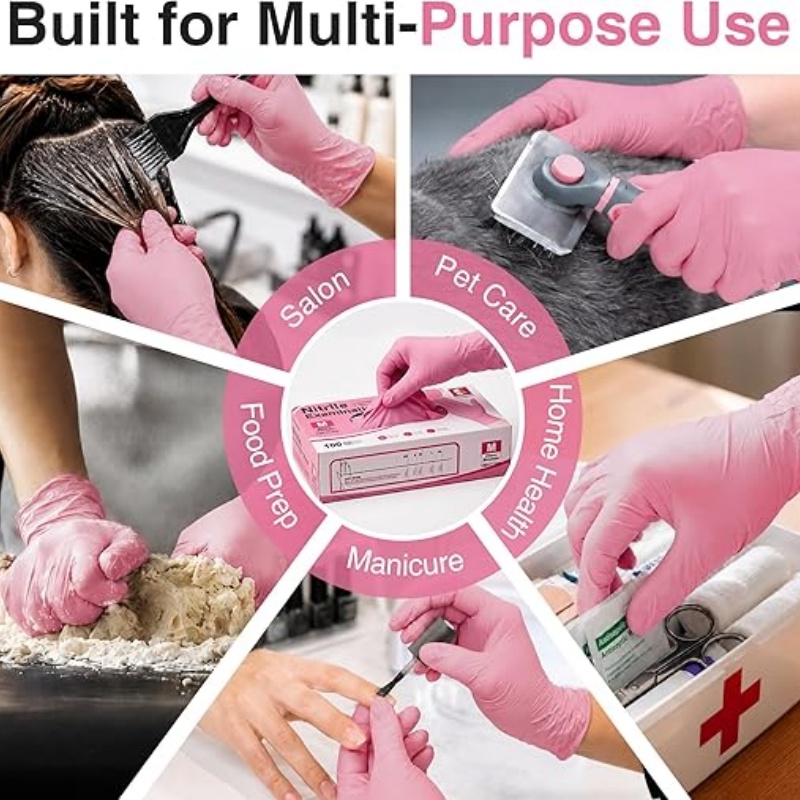 Gants jetables en nitrile rose - Disposable Gloves Nitrile avis et prix