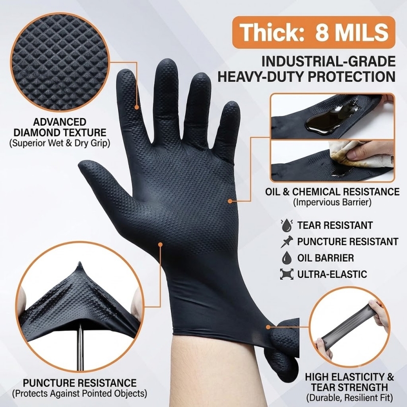 Gants de travail industriels e - Disposable Gloves Nitrile avis et prix