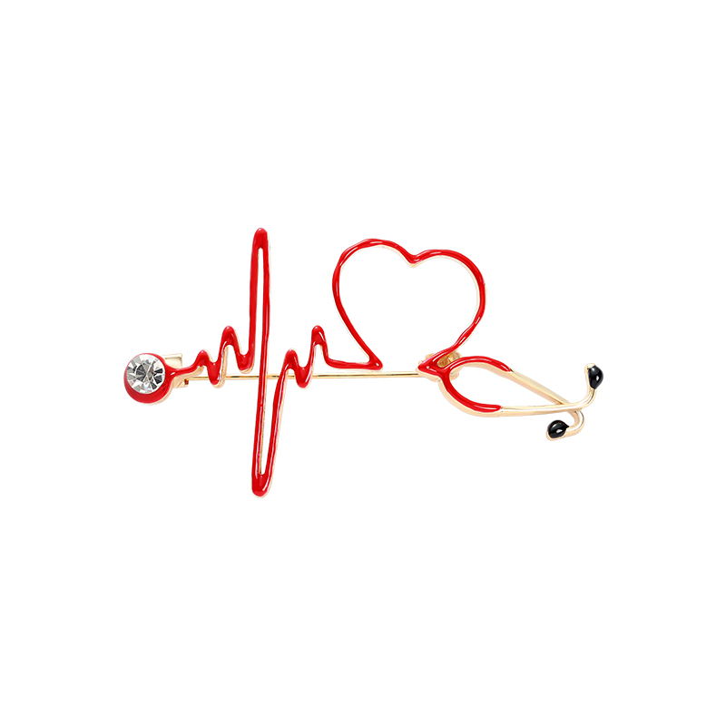 Broche stéthoscope coeur rouge - Medical Lab Supplies avis et prix