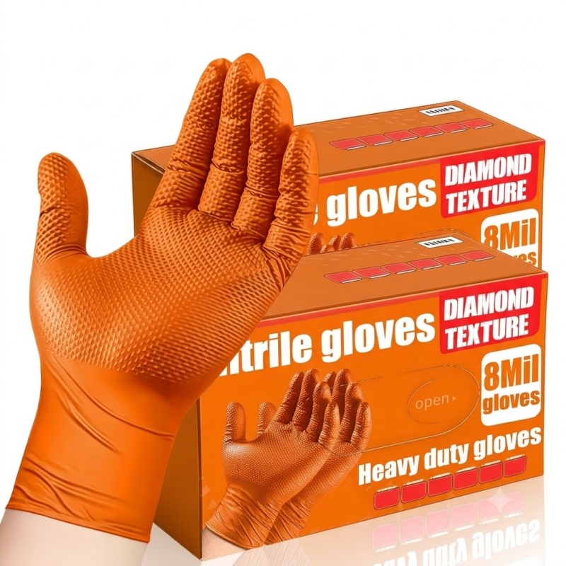 Gants en nitrile orange robust - Disposable Gloves Nitrile avis et prix